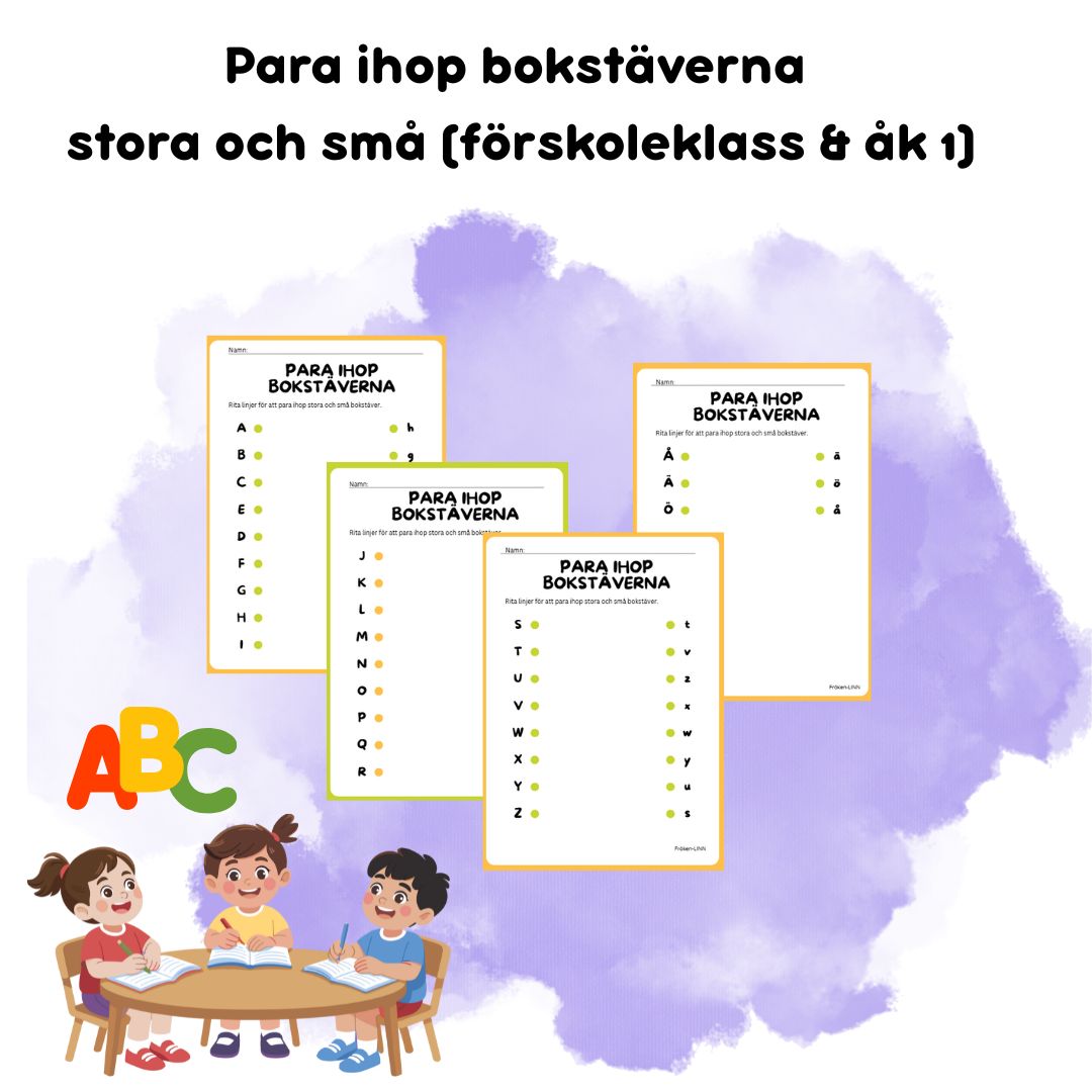 Para ihop bokstäverna – stora och små (förskoleklass & åk 1)
