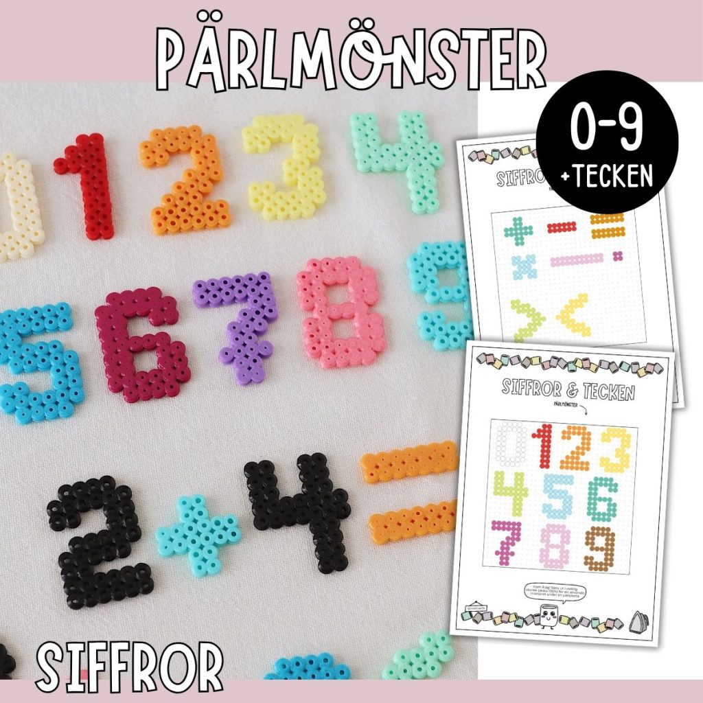 Pärlmönster: Siffror 0-9 & tecken