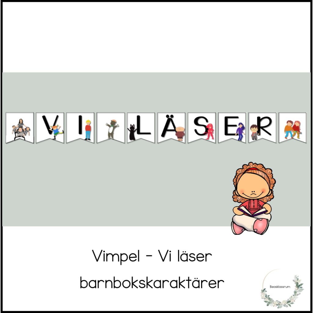 Vimpel – vi läser (barnbokskaraktärer)