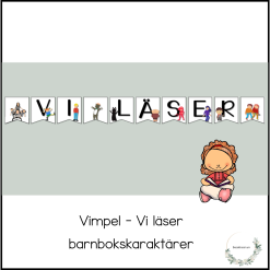 Vimpel - vi läser (barnbokskaraktärer)