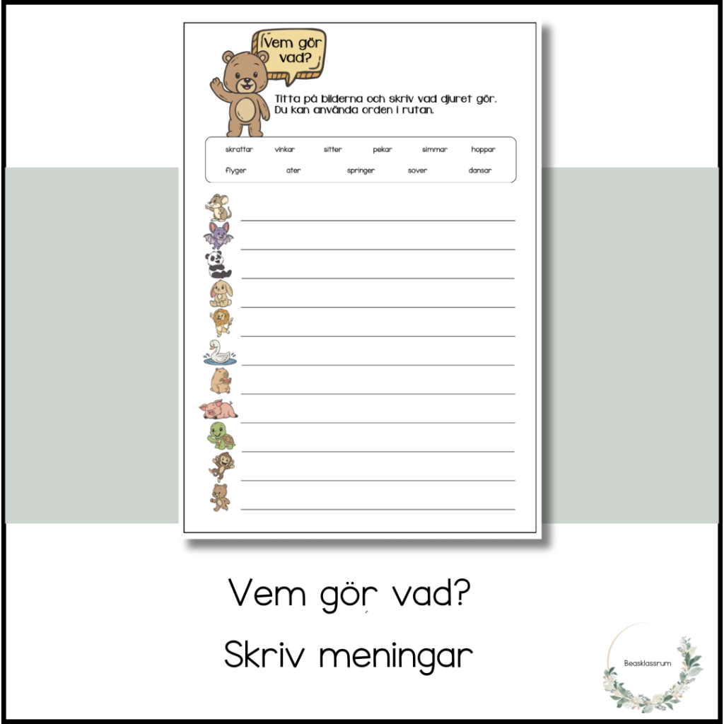 Vem gör vad – skriv meningar