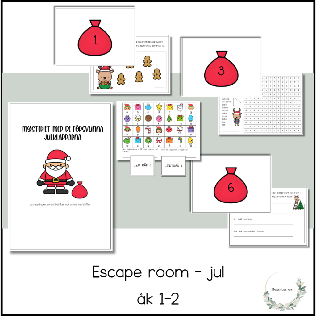 Escape room – mysteriet med de försvunna julklapparna åk 1-2