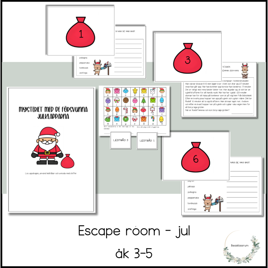 Escape room – mysteriet med de försvunna julklapparna åk 3-5