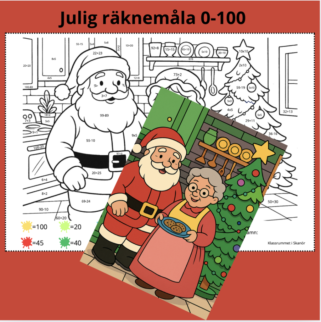 Julig räknemåla 0-100