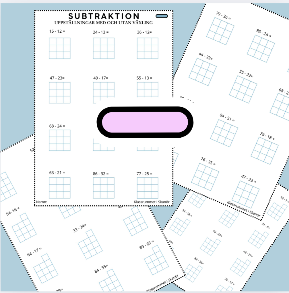 Subtraktion uppställningar med och utan växling