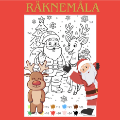 Räknemåla - Tomten & Rudolf