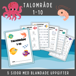 Talområde 1–10, 5 sidor med varierade uppgifter!
