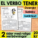 Spanska verbet TENER – Verb-Sudoku, arbetsblad och facit | Klar att använda - bild 1