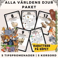 Alla världens djur - Tipspromenad + Korsord [Paket]