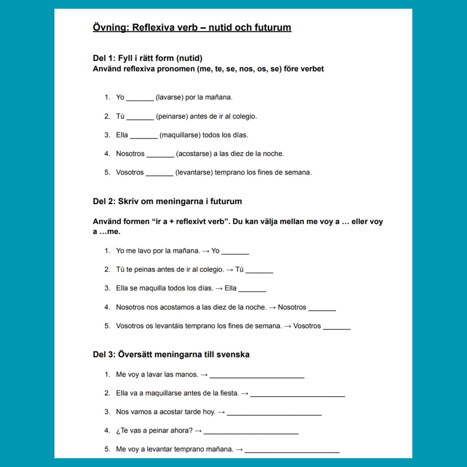 Reflexiva verb på spanska