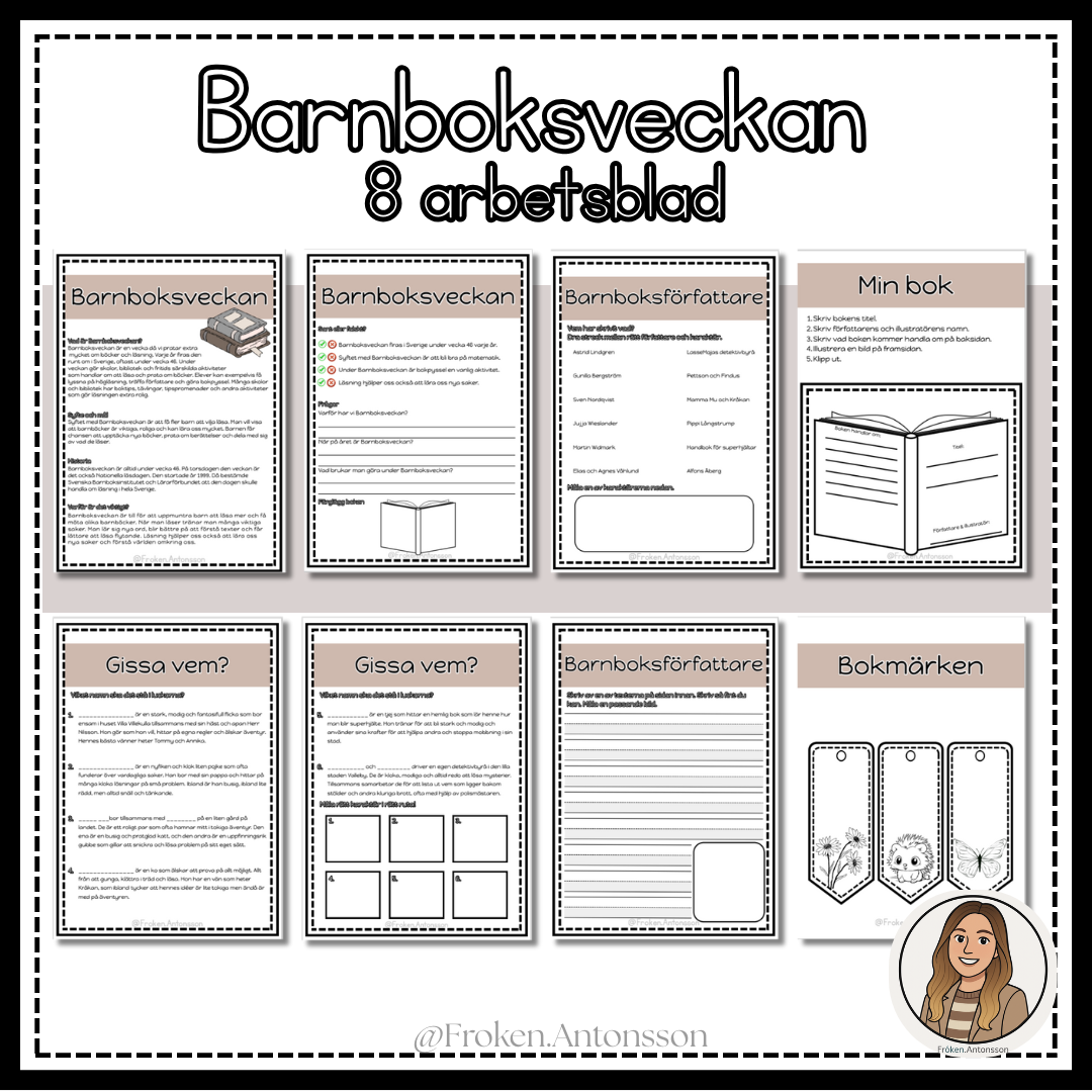 Barnboksveckan - 8 arbetsblad