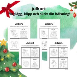 julkort – färglägg, klipp och skriv din hälsning!