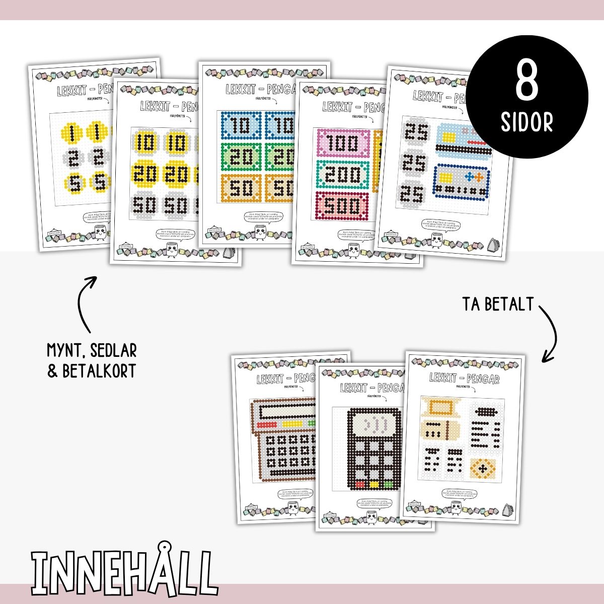 Pärlmönster - Lek affär med pengar och tillbehör