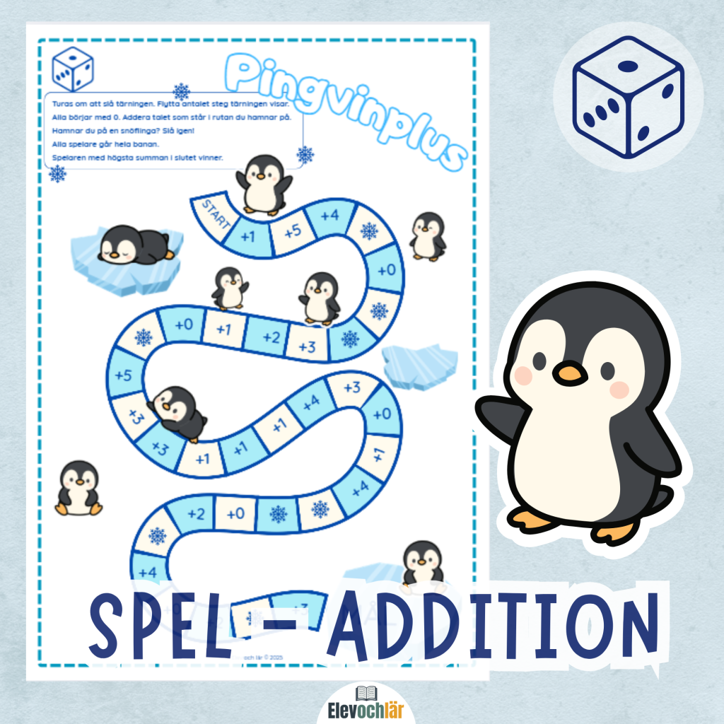 Pingvinplus – tärningsspel för träning av addition