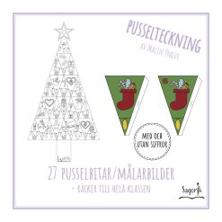 Julkalender Pusselteckning Julgran av trianglar