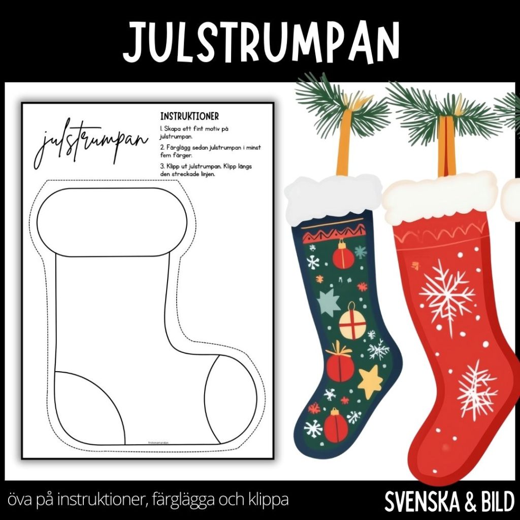 Jul – julstrumpan – klassrumsdekoration