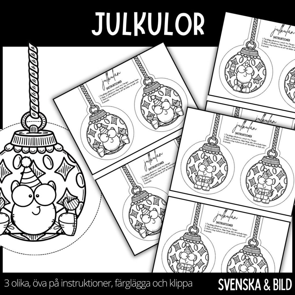 Jul – julkulor med partynissar- klassrumsdekoration