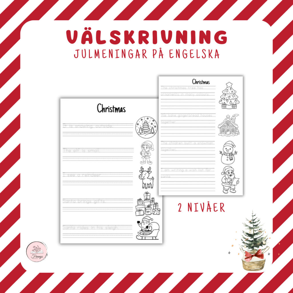 Välskrivning med julmeningar på engelska