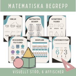 Matematiska begrepp, visuellt stöd, 6 sidor