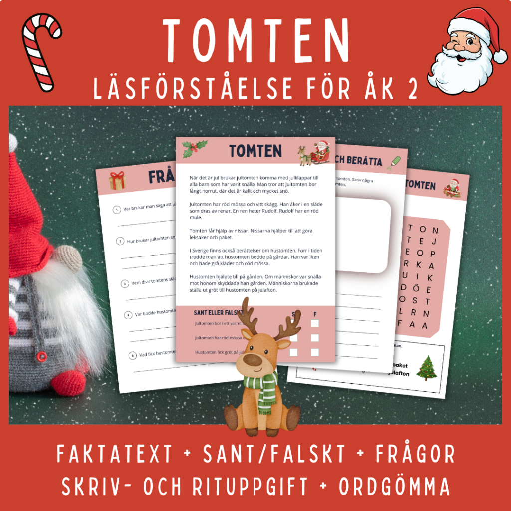 Tomten, läsförståelse för åk 2