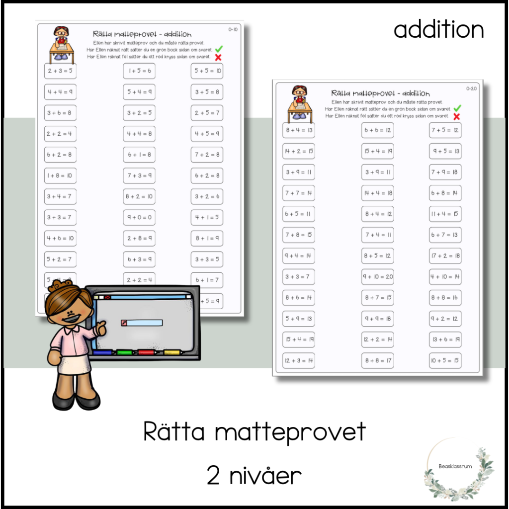 Rätta matteprovet – addition