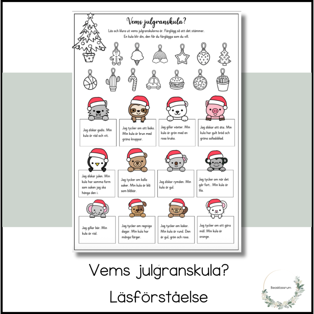 Vems julgranskula – läsförståelse