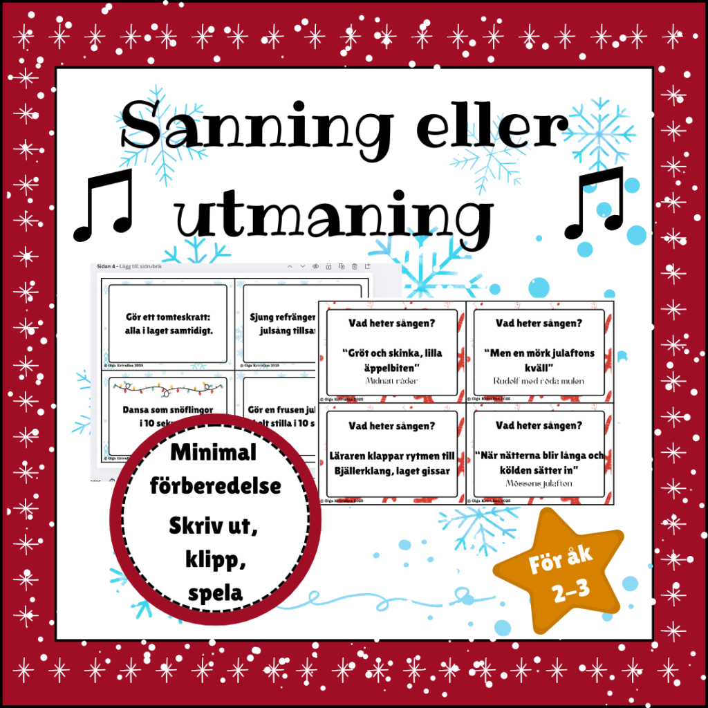 Sanning eller utmaning – Juledition (åk 2-3)