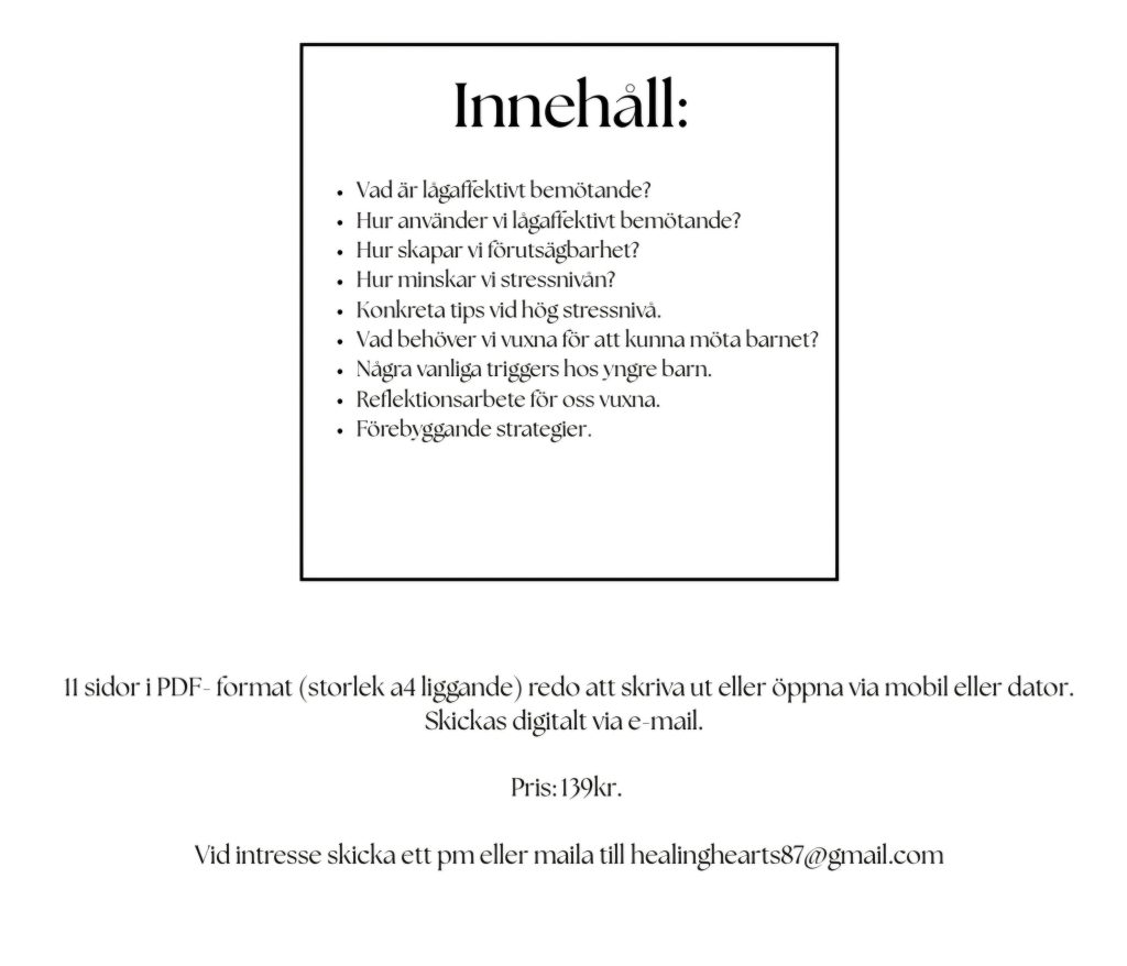 Information lågaffektivt bemötande yngre barn.