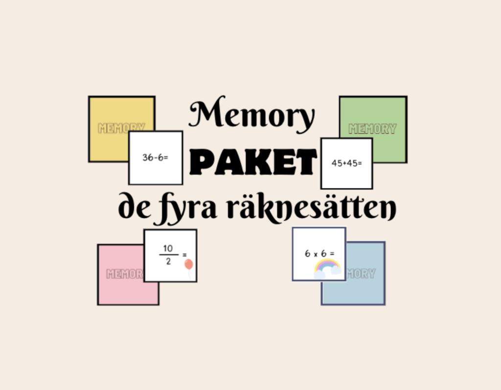 PAKETPRIS – memory: de fyra räknesätten