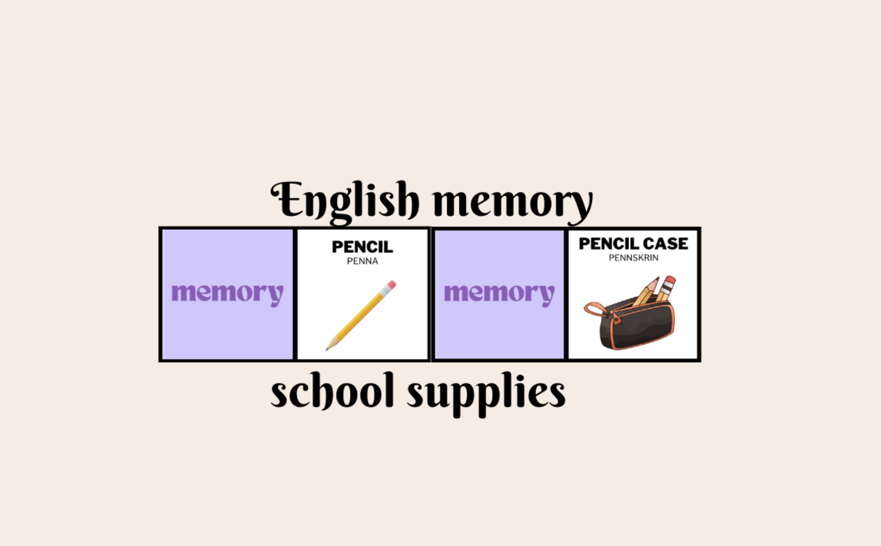 English memory - school supplies