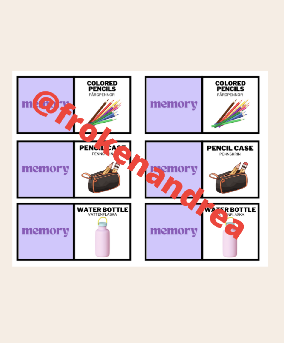 English memory - school supplies