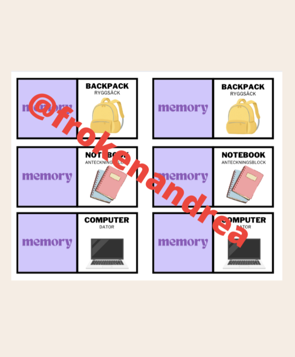 English memory - school supplies