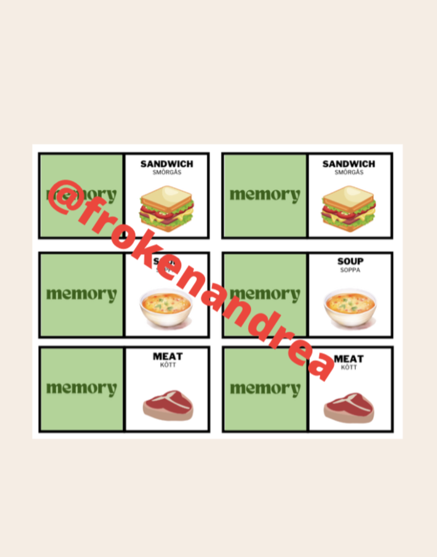 English memory - food