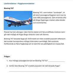 Läsförståelse flygplansmodeller