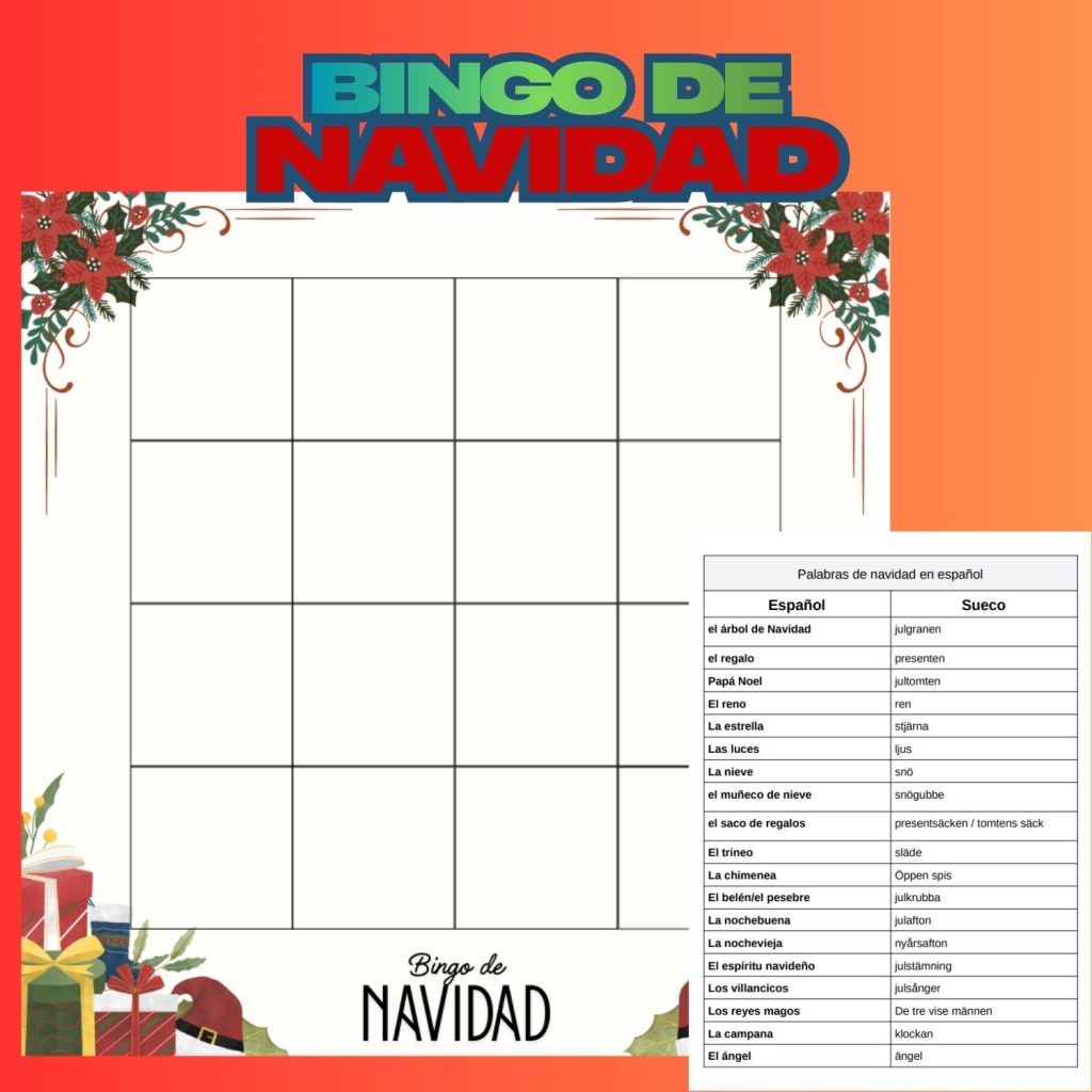 Bingo de navidad + palabras y quizlet!