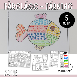 Färglägg med tärning - Djur