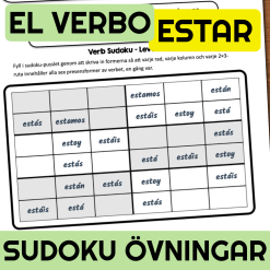 Spanska verbet ESTAR – Verb-Sudoku, arbetsblad och facit