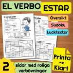 Spanska verbet ESTAR – Verb-Sudoku, arbetsblad och facit - bild 1