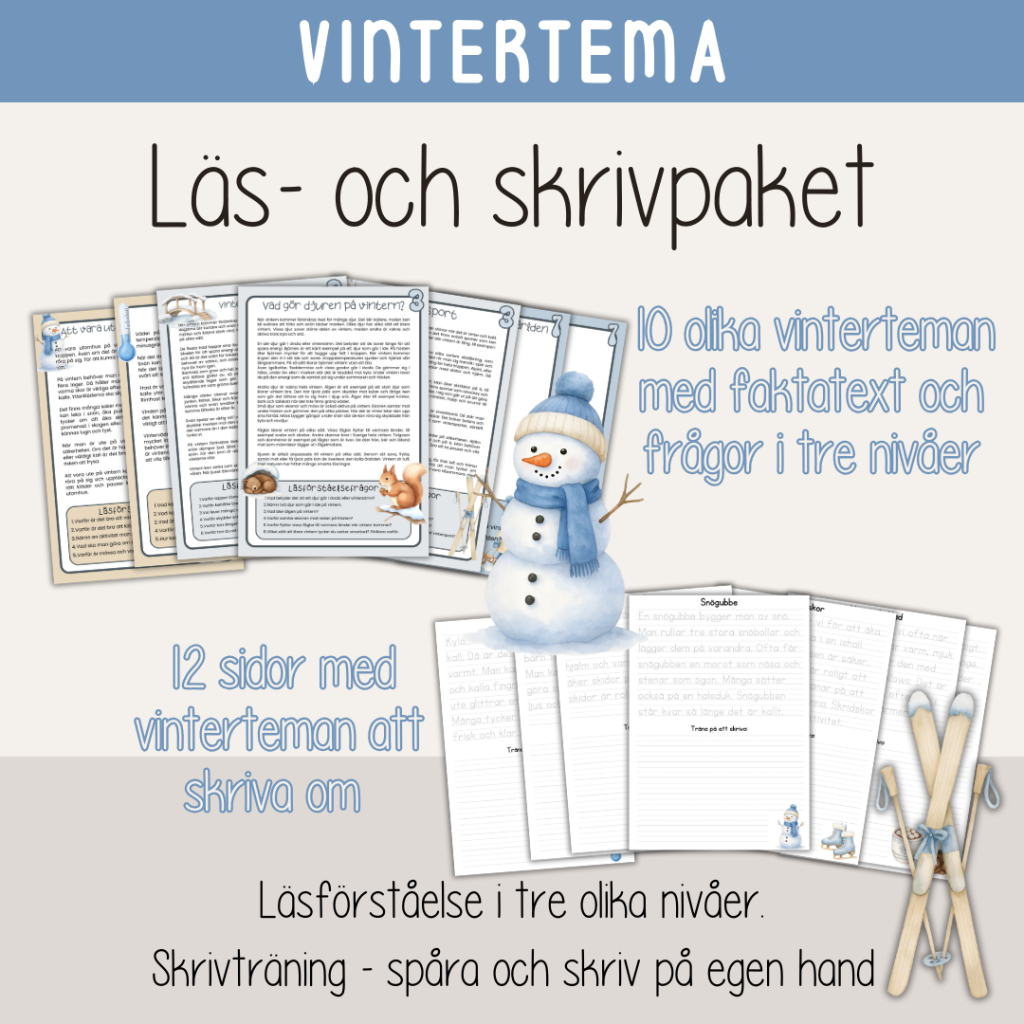 Vinter – Läs- och skrivpaket med vintertema. Läsförståelse och skrivträning