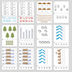 Vinter. Räkna till 10, klippövningar