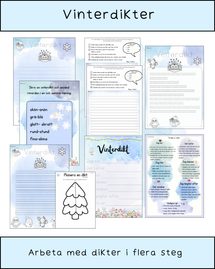 Vinterdikter- öva på att skriva vinterdikter i flera steg och nivåe