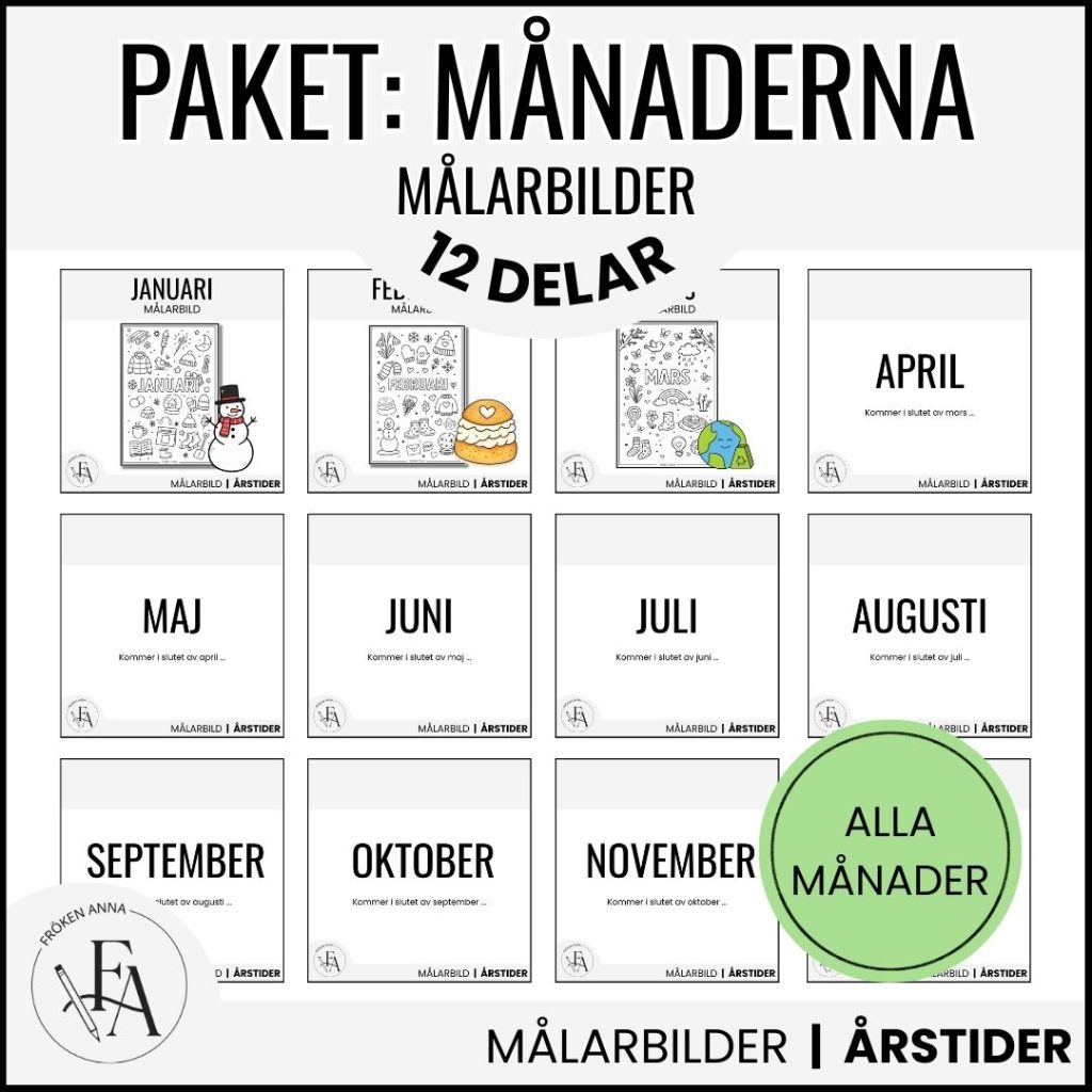 Paket: Målarbilder alla månader | Växande paket