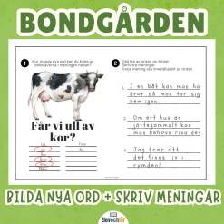 Bilda nya ord av meningen + skriv meningar. 5 arbetsblad.