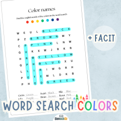 Word search colors - Engelska och Svenska + facit