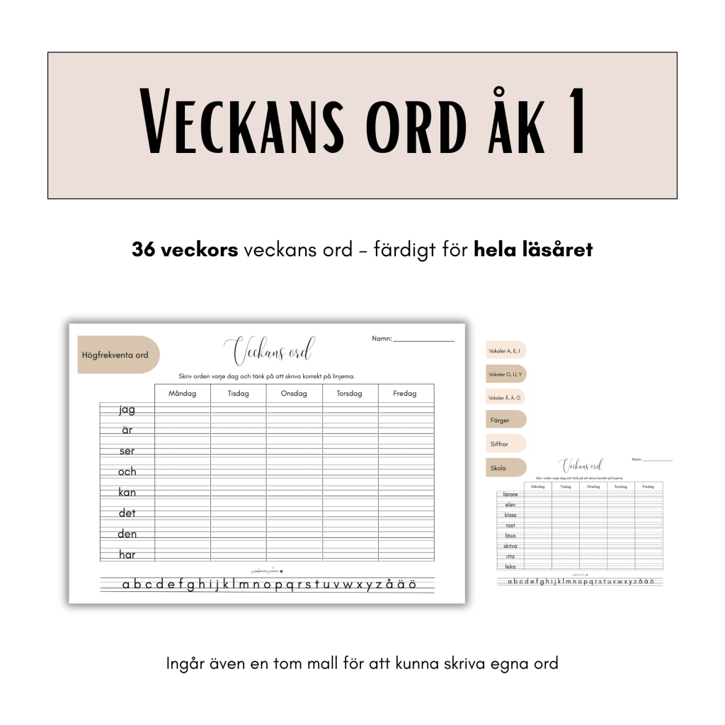 Veckans ord åk 1 – för hela läsåret