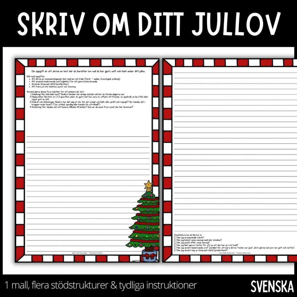 Mitt jullov – skrivuppgift