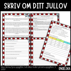 Mitt jullov - skrivuppgift & läsförståelse - engelska - 5 uppgifter