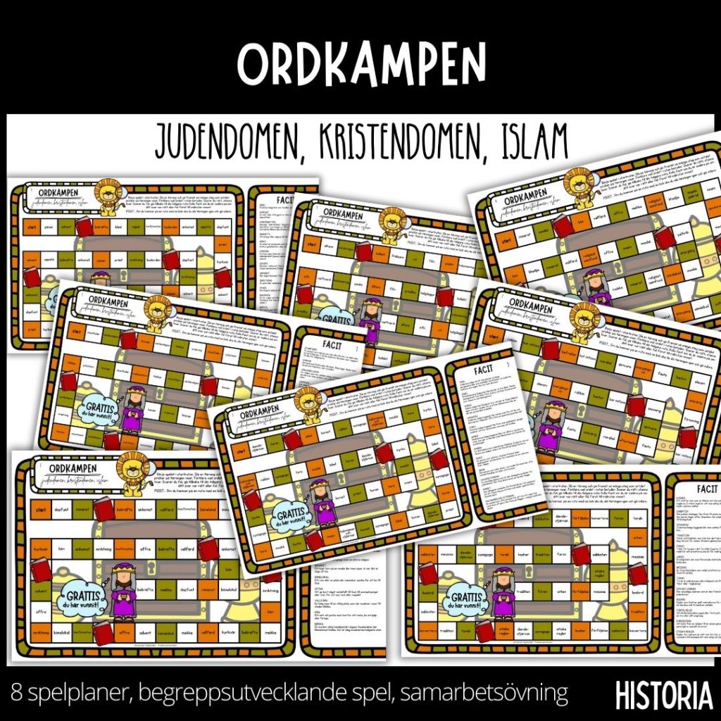 Ordkampen – judendomen, kristendomen, islam – 8 spelplaner