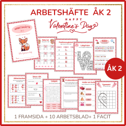Valentine Arbetshäfte åk 2, 10 sidor matematik, svenska och pyssel