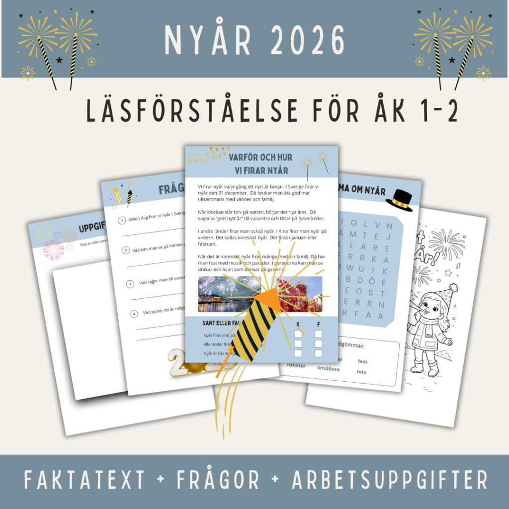 Faktatext om nyår i Sverige och Kina för åk 1-2 (jämför, upptäck och förstå)